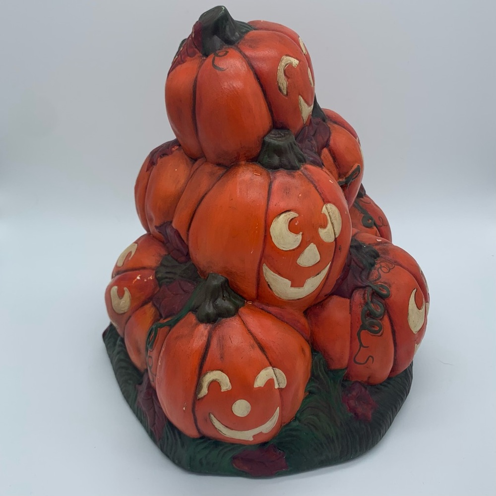 Vintage Pumpkin Jack o Lantern Hand Painted Ceramic Mold Halloween - Picture 2 of 8
